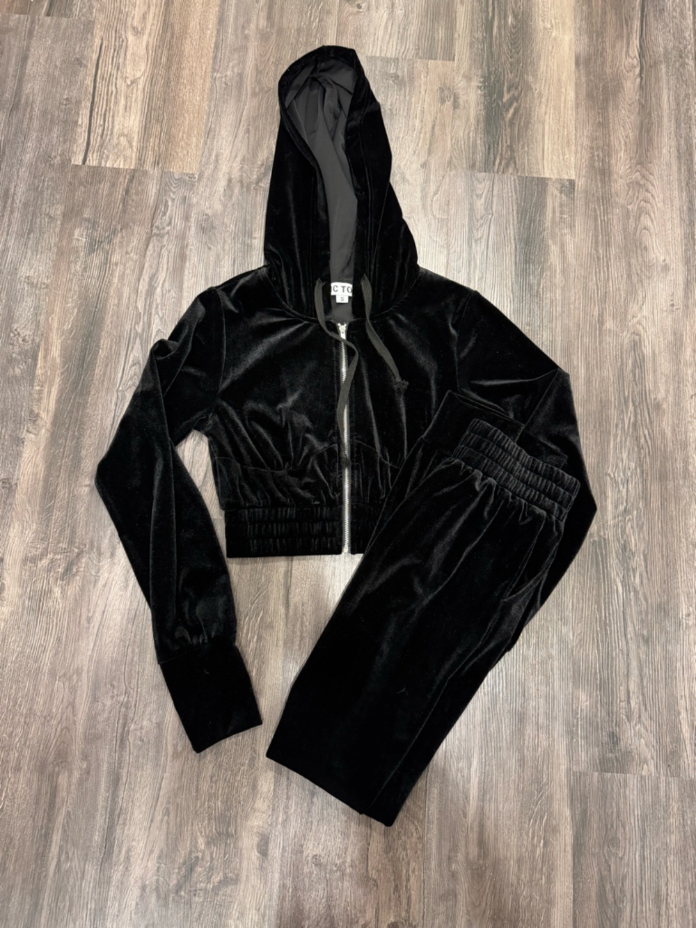 Black Velvet Zip Hoodie & Joggers Set